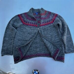 BDG Full zip wool patterned sweater